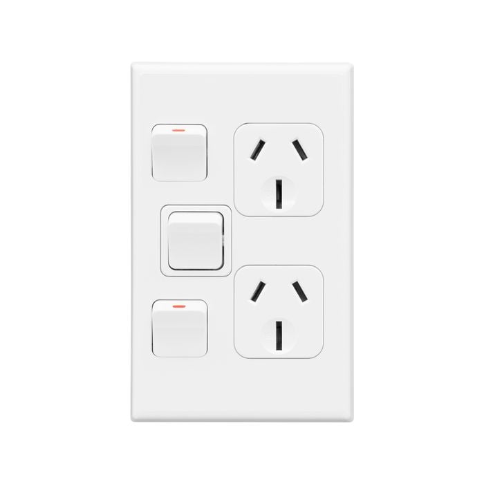 Deta Double Vertical Power Point with Extra Switch