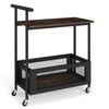 Costway End Table Kitchen Island Trolley Handle 2tier Cart Mesh Basket