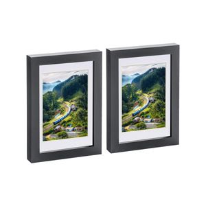 Nicola Spring Photo Frames with 4" x 6" Mount - 5" x 7" - Black - Pack of 2