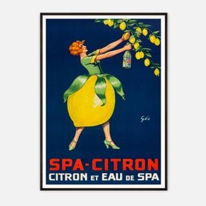 Galrie Vintage SpaCitron Lemon Drink Poster Art by Géo French Advertisement, Black Frame, A3 30 x 42cm (12 x 16inch)