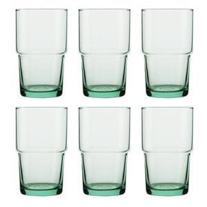 6pc Ecology Habitat Hi Ball Glasses Soft Green 390ml