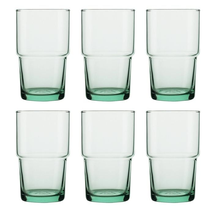 6pc Ecology Habitat Hi Ball Glasses Soft Green 390ml