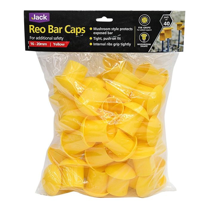 Jack 16 - 20mm Yellow Reinforcing Bar Caps - 40 Pack