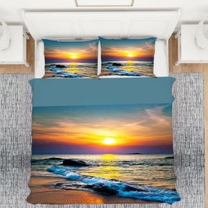 3D Sunset Beach 339 Bed Pillowcases Quilt King Single Size