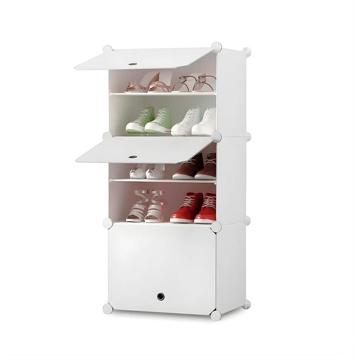 SOGA 5 Tier Single Column Shoe Rack White