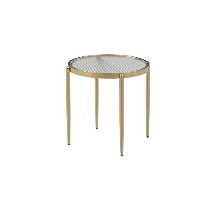 Seek and Ramble Gatsby 48cm Round Side Table Fluted Glass Gold