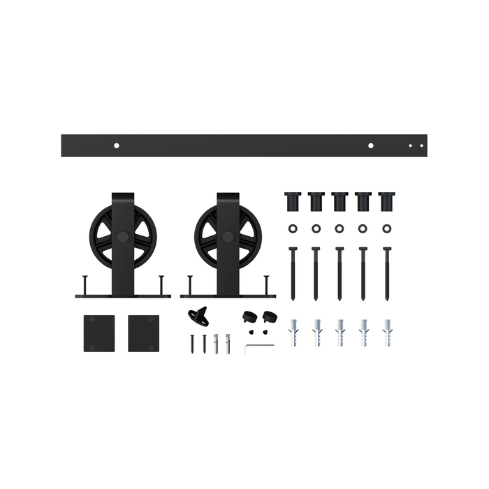 Rolltrak 2000 x 40 x 6mm Matte Black Big Wheel Barn Door Track Top Mount