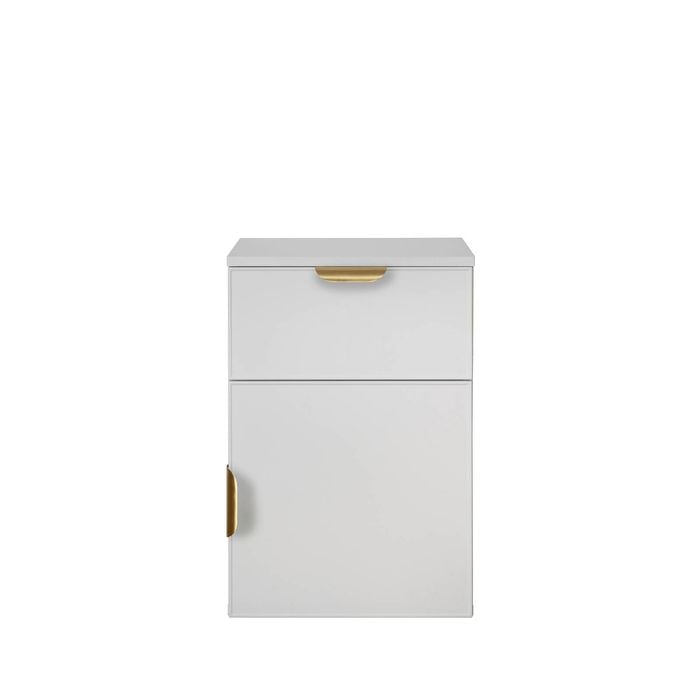 European Cabinetry Slim Pull Brass Porto Bedside Table White
