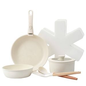 TOQUE 9-Piece Non-Stick Pots and Pans Set - White