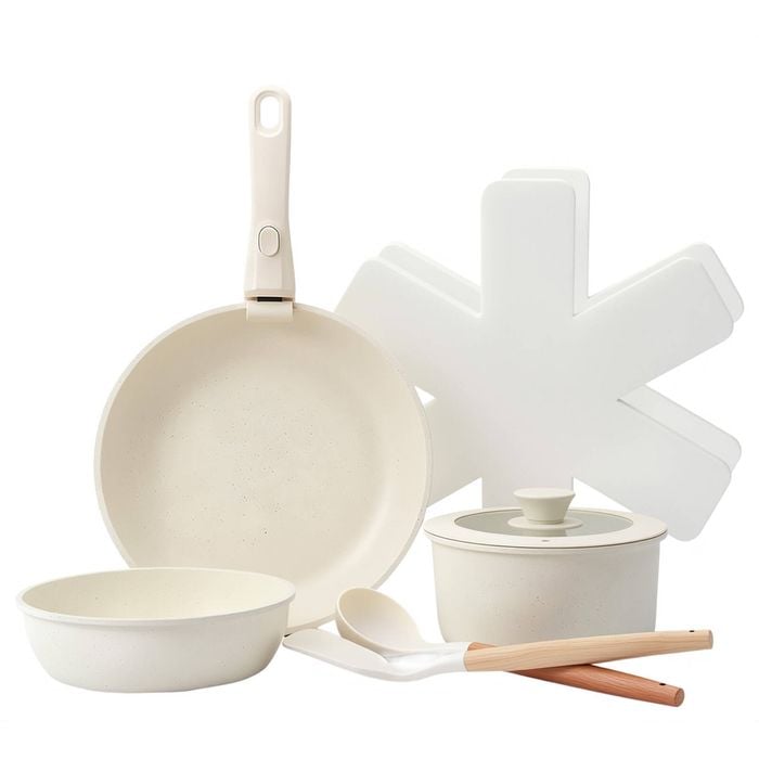 TOQUE 9-Piece Non-Stick Pots and Pans Set - White