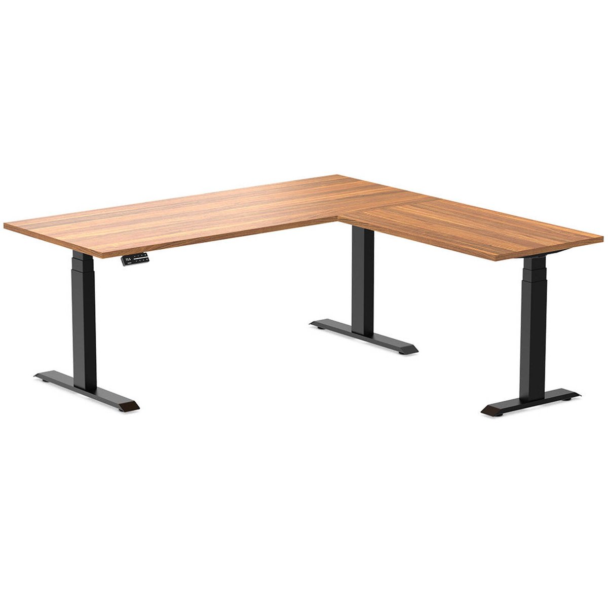 Desky Eco LShape Sit to Stand Prime Oak Melamine Desk 1800x1750mm