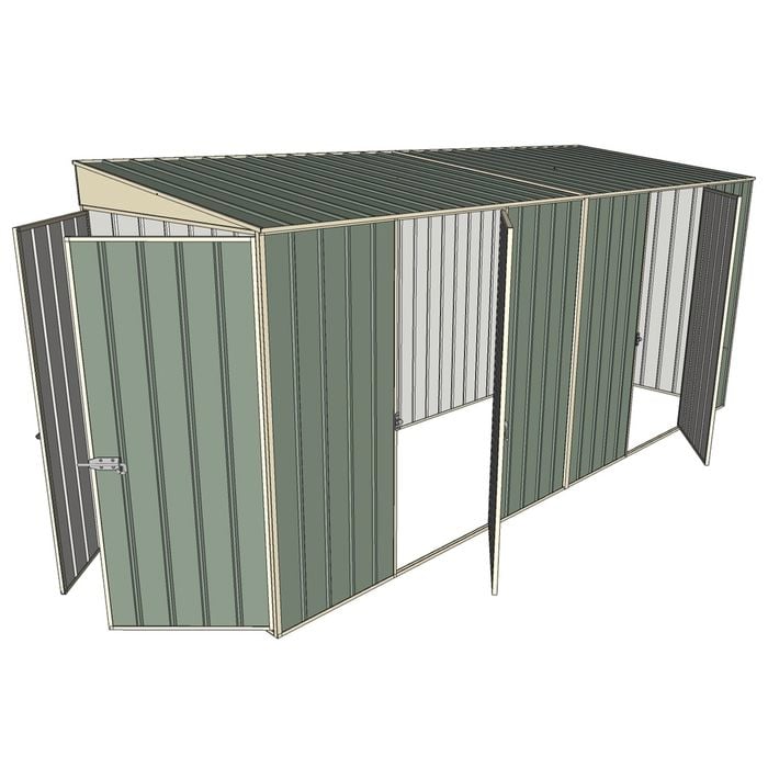 Build-a-Shed 1.5 x 4.5 x 2m Dual Single Hinged Side Door Skillion Shed - Green