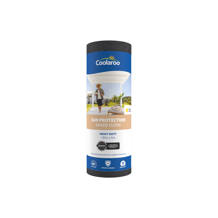 Coolaroo 1.83 x 6m 90% UV Block Graphite Shadecloth