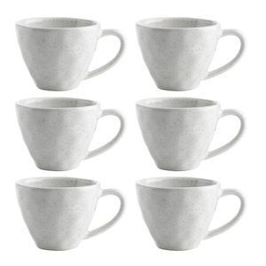 6pk Ecology Speckle Milk 380ml Stoneware Mug W/ Handle Round - White
