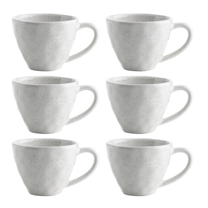 6pk Ecology Speckle Milk 380ml Stoneware Mug W/ Handle Round - White