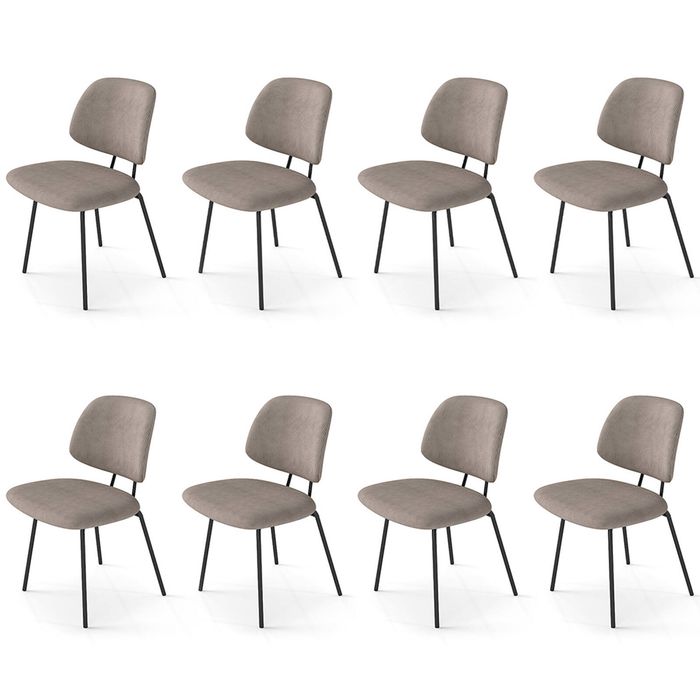 Familand Dining Chairs Set of 8 Padded Seat Kitchen Living Room Chair Corduroy in Khaki