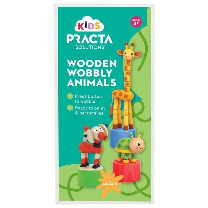 Practa Kids Wooden Wobbly Animals - 3 Pack