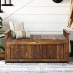 ALFORDSON Storage Bench Wooden Entryway Chest Rustic Charcoal L Size