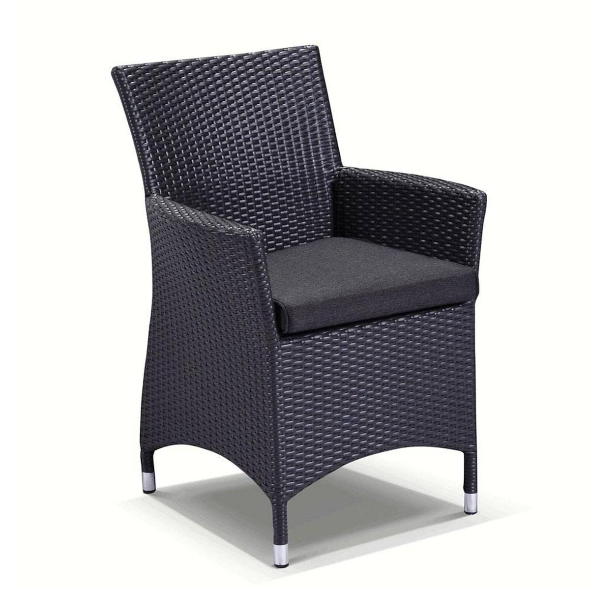 Roman Outdoor Wicker Dining Arm Chair Charcoal - Denim Grey - Bunnings Australia