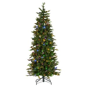Christabelle 1.8m 6ft Slim Carrington Fir Christmas Tree Multi Functional White & Coloured LED Lights & Foot Pedal