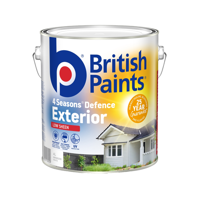 British Paints 4L White Low Sheen 4 Seasons Exterior Paint - 4L