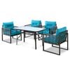 ALFORDSON Dining Table Set 5PCS Black Blue 120cm