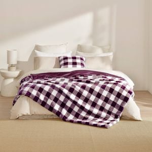 Dreamaker Gingham Plush Throw Blanket Cherry - 180x200cm