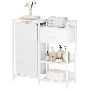 Ufurniture 60L Laundry Hamper Dirty Clothes Basket Organizer Laundry Sorter with Shelves and Drawer for Bathroom White