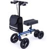 Equipmed Knee Scooter Walker, 10 inch Tyres Dual Brakes Bag - Broken Leg Ankle Foot Mobility - Crutches Alternative - Blue