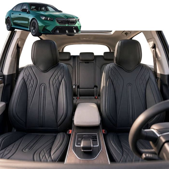 Australian Goose Front Seat Covers for BMW 5 Series 2023 - Current (G60 G61 G68) - PU Leather, Black (2pc)