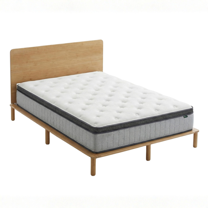 Zinus Double Arden Bamboo Bed Frame & Pocket Spring Mattress Set, 30cm Euro