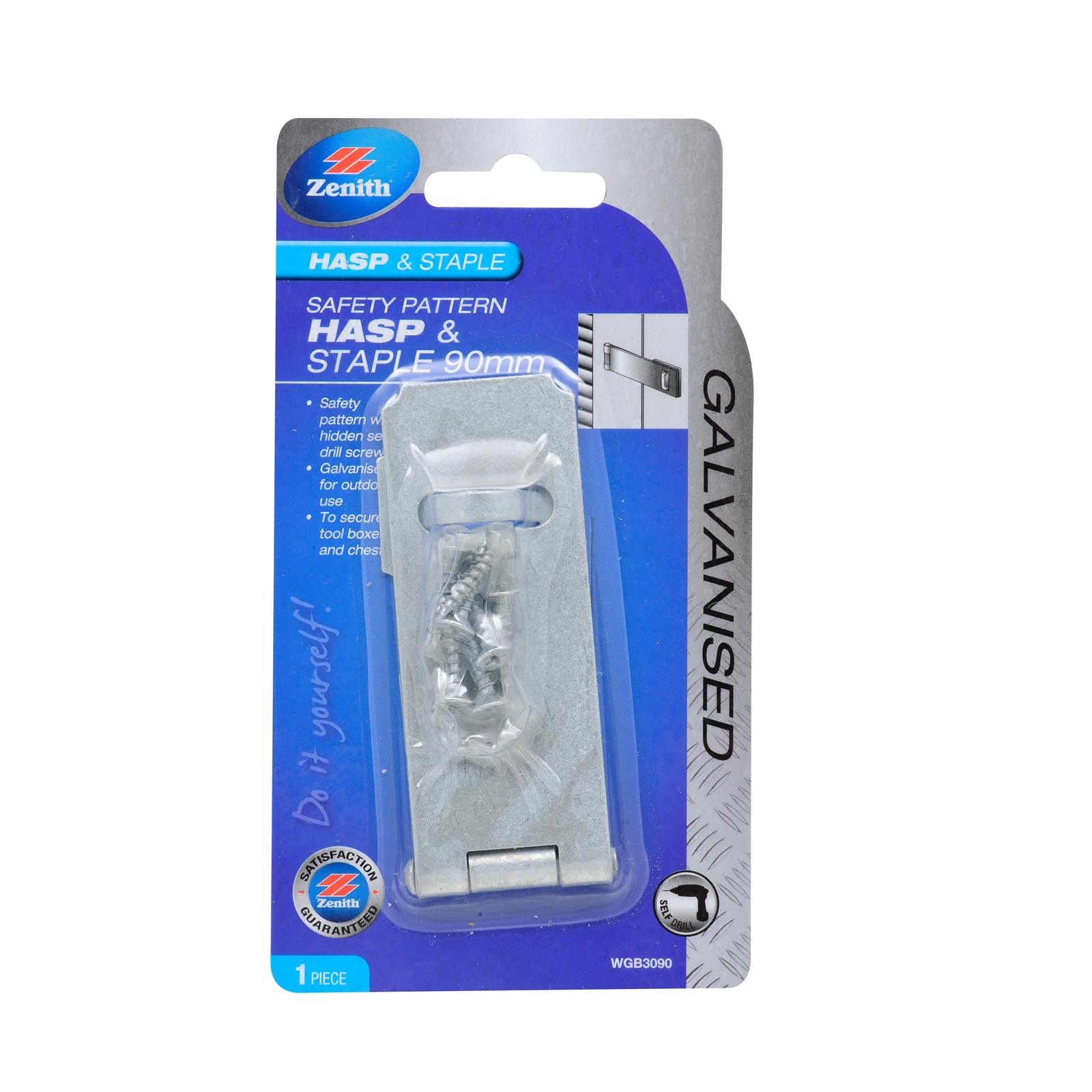 Zenith 90mm Galvanised Hasp And Staple Safety Latch product image