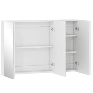 Advwin 900 x 600mm Cabinet LED Medicine Storage Unit 3 Door Mirror Shaving Cupboard w/ Adjustable Shelve White