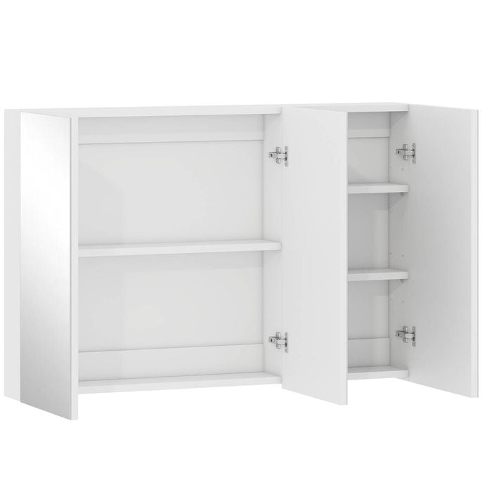 Advwin 900 x 600mm Cabinet LED Medicine Storage Unit 3 Door Mirror Shaving Cupboard w/ Adjustable Shelve White