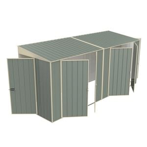 Build-a-Shed 1.5 x 4.5 x 2.0m Tunnel Shed Tunnel Hinged Door Plus Dual Double Hinged Side Door - Green