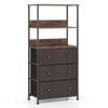 Costway Metal Frame Storage Unit 3 Fabric Drawer Open Shelf Home Office Brown