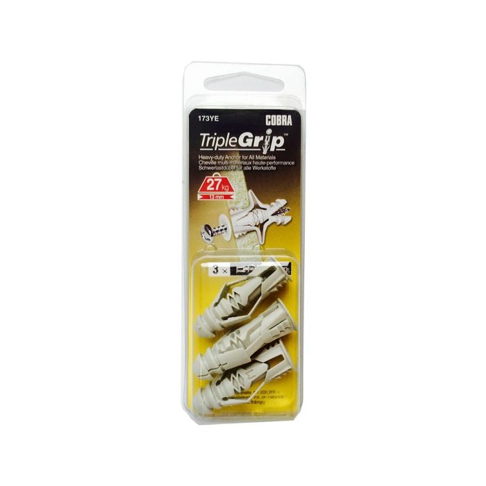 Cobra 6.0mm 173YE Triple Grip Anchor Screws - 3 Pack