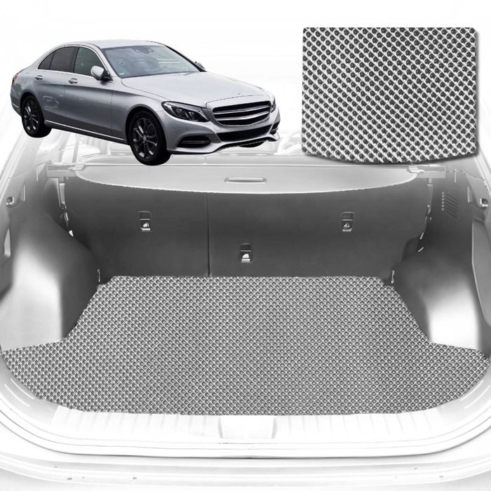 6D Diamond Car Boot Mat for Mercedes-Benz C-class Sedan (W205)2014-2021-Sedan-Cargo Mat-Grey-Outback GT