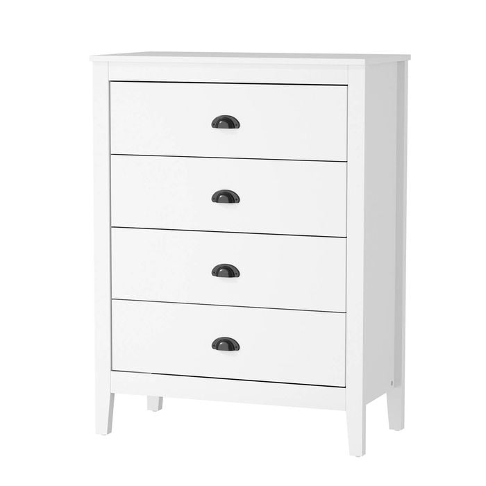 Oikiture 4 Chest of Drawers Tallboy White Vintage