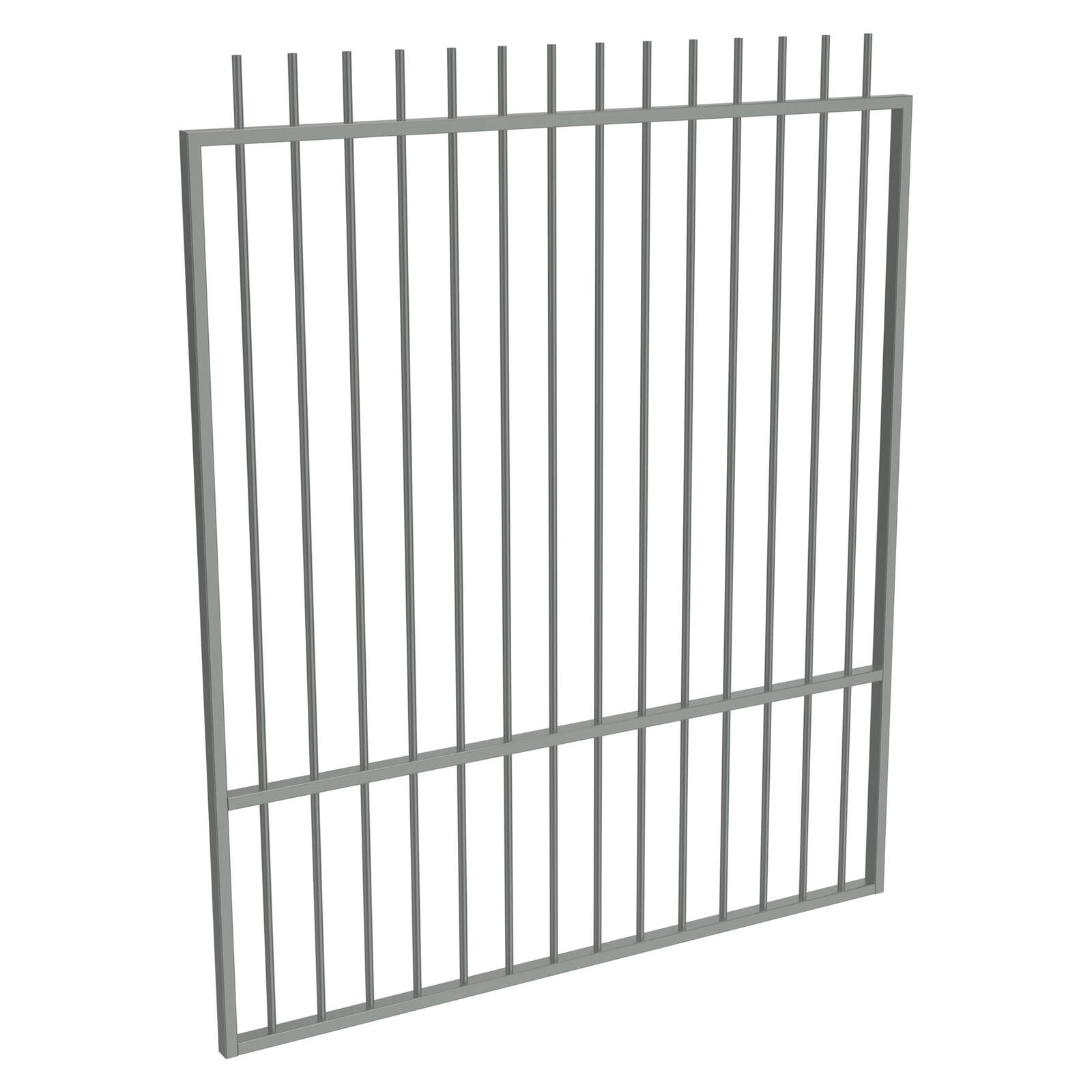 ProtectorAl 1201 - 1500 x 1800mm Palladium Silver Aluminium Garden Gate Picket Top With Mid Rail product image