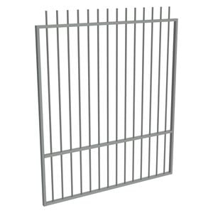 ProtectorAl 1201 - 1500 x 1800mm Palladium Silver Aluminium Garden Gate Picket Top With Mid Rail