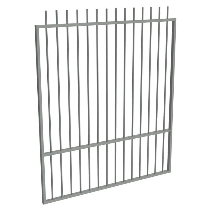 ProtectorAl 1201 - 1500 x 1800mm Palladium Silver Aluminium Garden Gate Picket Top With Mid Rail