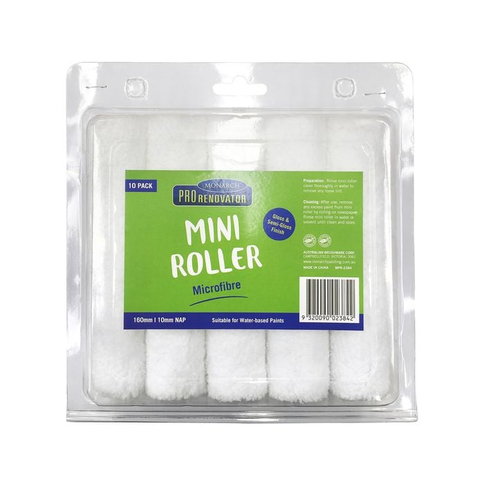 Monarch Pro Renovator 160mm Microfibre Mini Roller 10Pk