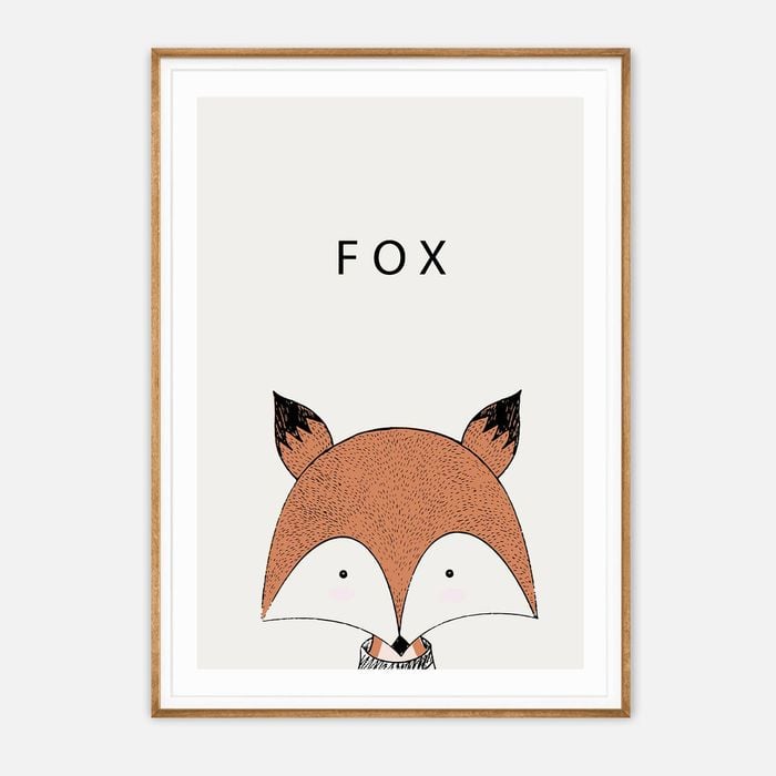 Galrie Charming Modern Minimalist Fox Art Print for Home Decor, Wood Frame, A1 60 x 84cm (23 x 33inch)