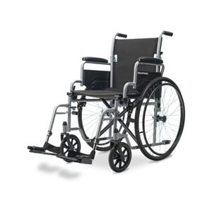 EQUIPMED 24 Inch Folding Wheelchair Lightweight Portable for Elderly and Disabled, Grey