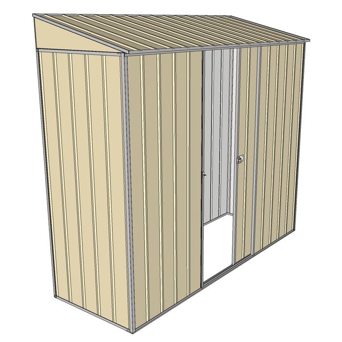 Build-a-Shed 0.8 x 2.3 x 2m Skillion Single Sliding Side Door Shed - Cream
