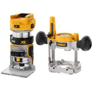 DeWALT 18V XR Li-ion Cordless Brushless 6.35mm 1/4" Laminate Trimmer Router With Plunge Base DCW604N-XJ - Skin Only