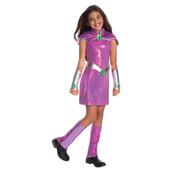 Dc Comics Starfire Deluxe Kids Girls Dress Up Halloween Party Costume Size S