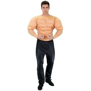 s Muscle Man Suit Chest Padded Arms Shirt Beach Top Hero Halloween Costume