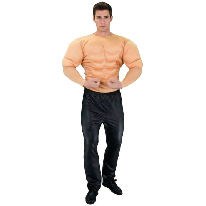 s Muscle Man Suit Chest Padded Arms Shirt Beach Top Hero Halloween Costume